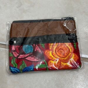Colorful Floral Embroidered Pouch